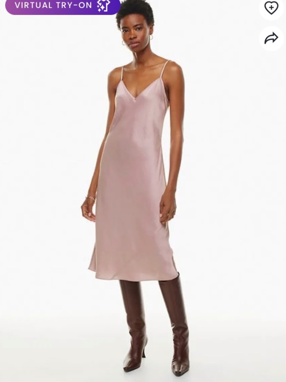 Aritzia Wilfred Blush Satin Only Slip Midi Dress